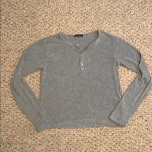 Brandy Mellville grey long sleeve ribbed t-shirt